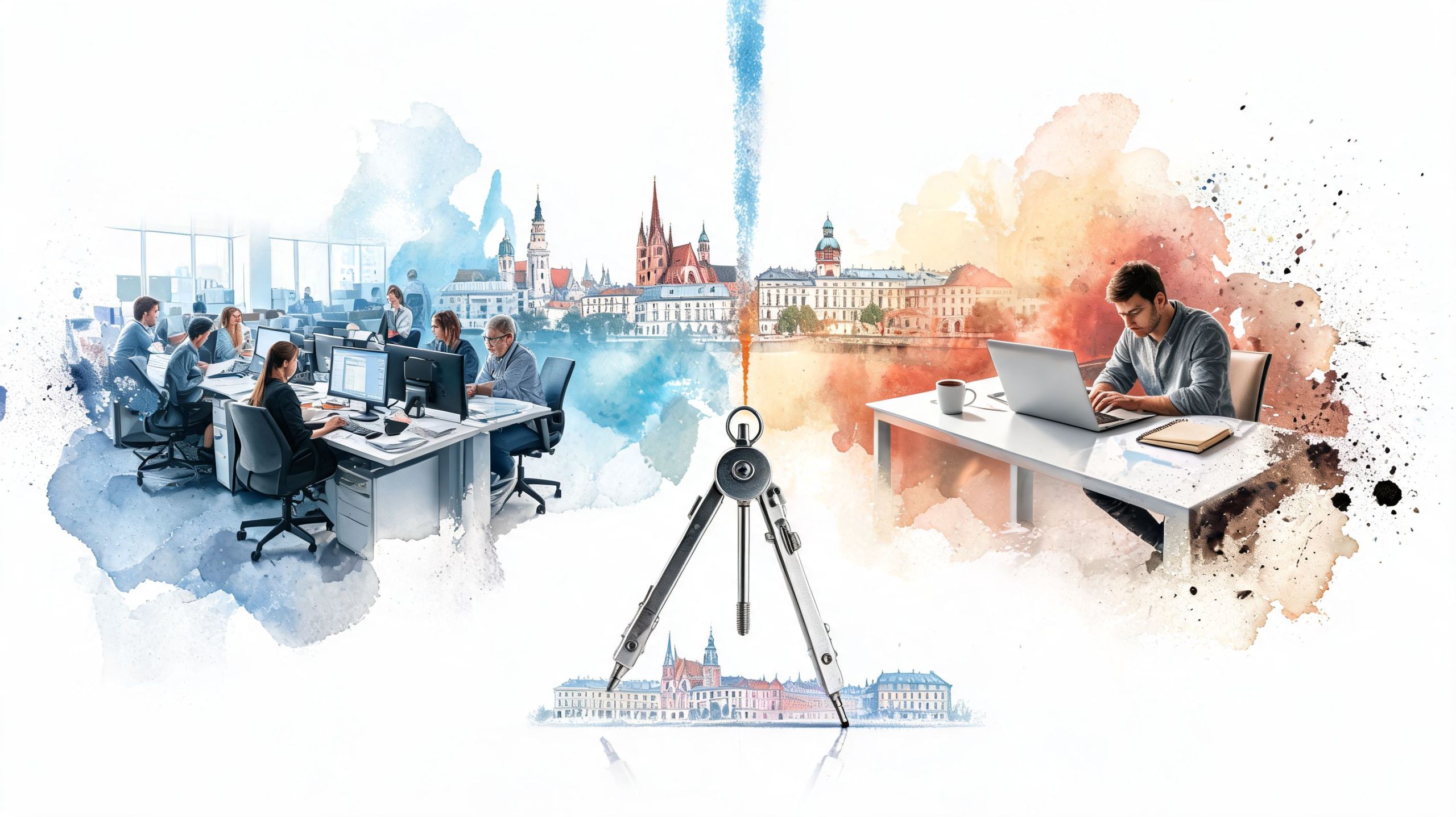 Ein kreatives Bild mit Büroarbeitsplatz und Einzelarbeitsplatz, das eine professionelle Homepage Erstellung in Wien symbolisiert.