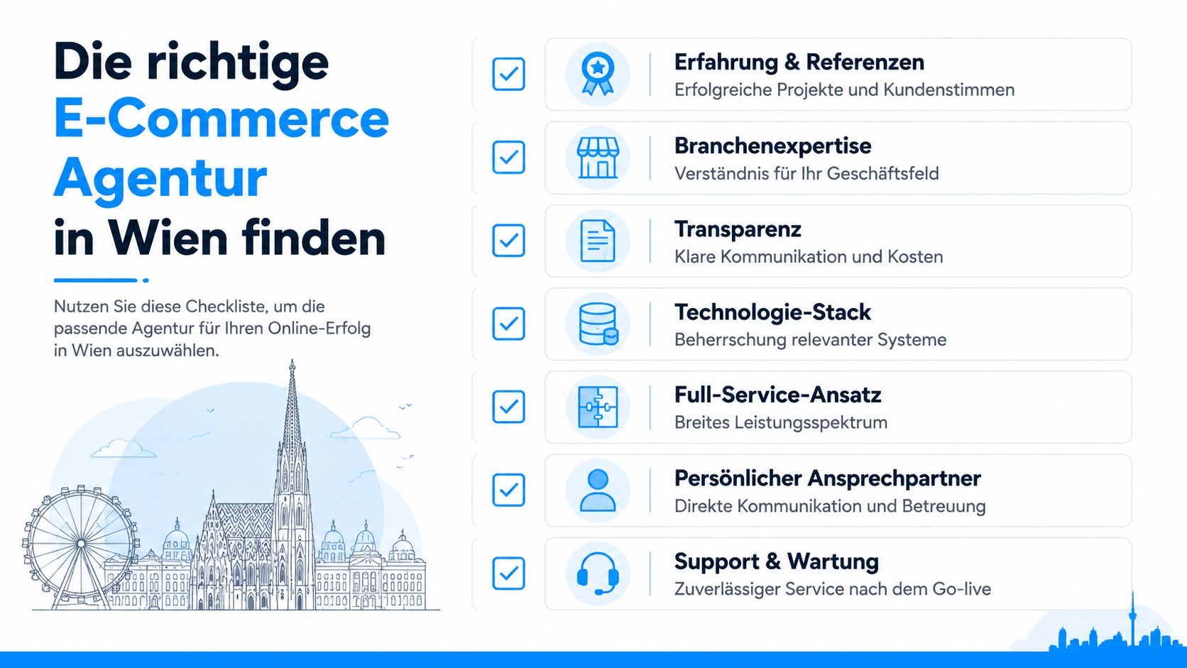 Eine Checkliste zur Auswahl der richtigen E-Commerce-Agentur in Wien mit hilfreichen Tipps für Ihren geschäftlichen Online-Erfolg.