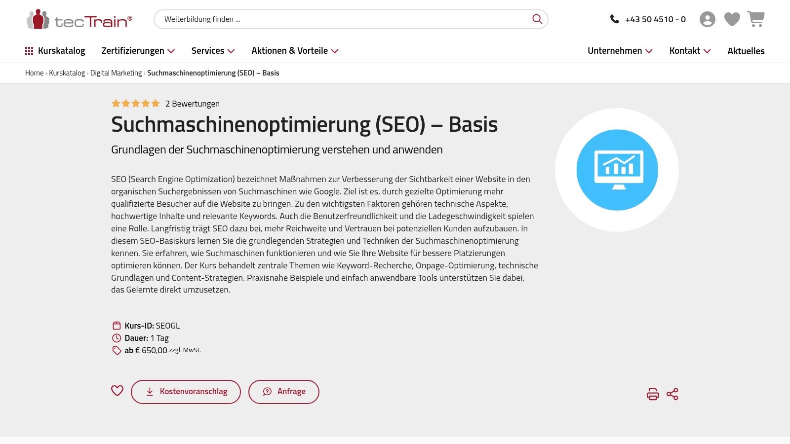 tecTrain – Suchmaschinenoptimierung (SEO) – Basis
